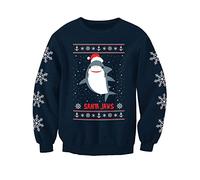 Shark Jaws Style Kids Christmas Jumper Printed Sweatshirt Medium (Medium) Blue
