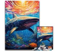 Shark Jigsaw Puzzles 1000 Pieces for Adults Wooden Jigsaw Puzzles for Home Decor & Holiday Fun 50x75CM/19.68x29.52inch