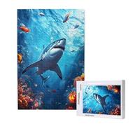 Shark Jigsaw Puzzles for Adults 300 Piece,Ocean Puzzles for Adults Wooden, Funny/Difficult/Impossible/Challenging Decompression Games, As a Birthday for Women and Men ML-540