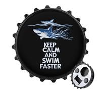 Shark Keep Calm and Swim Faster 2 in 1 Magnetic Beer Bottle Opener Fridge Magnets Easy Storage Gift for Men Women Black-Style