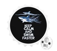 Shark Keep Calm and Swim Faster 2 in 1 Magnetic Beer Bottle Opener Fridge Magnets Easy Storage Gift for Men Women White-Style
