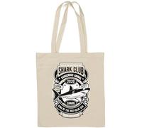 Shark King of The Deep Blue Sea Natural Cotton Tote Bag White