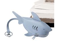 Shark Leather - 12 cm PU Leather, Cute Coin Bag, Playful Cartoon Design | Sturdy Zipper Protection, Portable Keychain, Holder Small Items for Doing, Light Blue, Please refer to the description, Please