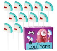 Shark Lollipops Individually Wrapped - 12 Shark Candy Suckers for Shark Party Favors, Under The Sea Party Favors, Shark Birthday, Ocean Party Favors, Fish Party Favors
