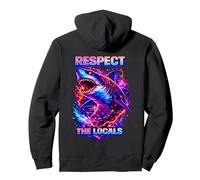 Shark Lover Beach Shark Respect The Locals Surf Ocean Pullover Hoodie