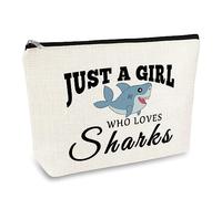 Shark Lover Gift Shark Gifts Makeup Bag Shark Week Gifts Sharks Ocean Animals Themed Cosmetic Bag Birthday Christmas Graduation Gift for Girls Daughter Friend Shark Stuff Diver Travel Make Up Pouch