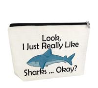 Shark Lover Gifts Makeup Bag Ocean Shark Themed Gifts Sharks Cosmetic Stuff Pouch Birthday Gift for Animal Lover Christmas Graduation Gift for Women Travel Pouch