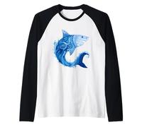 Shark Marine Biology Animal Artwork Sea Ocean Sharks Lover Raglan Baseball Tee