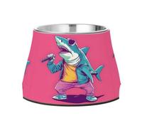 Shark Men Sing Dog Raised Bowl, 540 ML Feeding Food Pet Bowl Stainless Steel Non-slip High Capacity Cat Bowl
