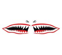 Shark Monster Cartoon Teeth Self-Adhesive Vinyl Sticker, 9.7x3.8cm, for Car, Van, Truck, Laptop, Pack of 2