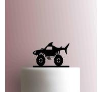 Shark Monster Truck Acrylic Cake Topper 3mm Thick Premium Laser Cut Cake Decoration for Birthday, Wedding, Baby Shower & Party Cakes Durable Reusable