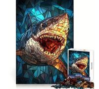 Shark Mosaic Art 1000 Piece Jigsaw Puzzles for Adults Teenagers Memory Upgrade Light Relax Sharp Cut Lovely Gift 50x75cm