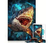 Shark Mosaic Art 1000 Pieces Jigsaws Adults Puzzles Mind Exercise Toy Shared Fun Precision Cut Art Display 38x52cm