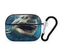 Shark Mouth Earbuds Organizer Shockproof Protective Airpods Pro Cover with Carabiner Clip Anti Fall Carrying Earphone Case Cover for Airpods Pro 2nd Generation Black