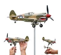 Shark Mouth Warplane Garden Wind Spinner, Dynamic Garden Windmill Spinner, 3D Kinetic Iron Wind Spinners for Yard Decorative, Outdoor Propeller Windmill Plane