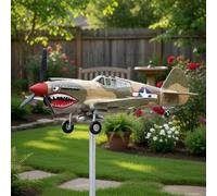 Shark Mouth Warplane Garden Wind Spinner | Shark Mouth Warplane Wind Mills for Garden | Funny Outdoor Fighter Rotating Winds Mills | Novelty Propeller Plane Windmills Decor for Patio