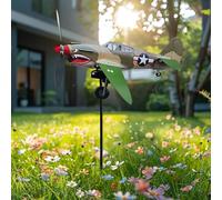 Shark Mouth Warplane Garden Wind Spinner | Shark Mouth Warplane Wind Mills for Garden | Funny Outdoor Fighter Rotating Winds Mills | Novelty Propeller Plane Windmills Decor for Patio & Yard