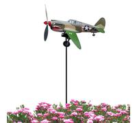 Shark Mouth Warplane Wind Spinner | Metal Airplane Wind Spinner | 3D Fighter Outdoor Windmill With Propeller | Shark Mouth Weather Vane Propeller Windmills For Outdoor Patio Courtyard Garden Pathway