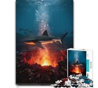 Shark near Underwater Volcano Jigsaw 1000pcs (70x50cm) Adult Puzzle | Enjoy a adult puzzle challenge at weekends for shared leisure.