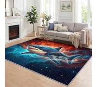 Shark Nebula Washable Area Rugs 120x170 cm | Non-Slip Low Pile Non-Shedding Surreal Fantasy Science Fiction Rugs, for Living Room Bedroom Kitchen Office