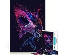 Shark Neon Animal 1000 Pieces Jigsaws Adults Puzzles Gifts Brain Workout Toy Relaxed Mind Art Assembly Memorable Gift 50x75cm
