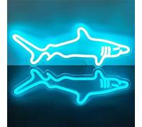 Shark Neon Sign, Shark Shaped LED Sign for Game Room Decor, Dimmable USB Powered Gaming Lights for Teen Boy Room Gaming Wall Decor, Best Gamer Gifts for Boys, Kids, Blue