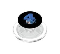 Shark Number 4 Birthday Ocean Kids Party 4th Beach Fish Four PopSockets PopGrip for MagSafe