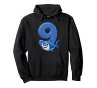 Shark Number 9 Birthday Ocean Kids Party 9th Beach Fish Nine Pullover Hoodie