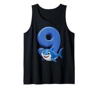 Shark Number 9 Birthday Ocean Kids Party 9th Beach Fish Nine Tank Top