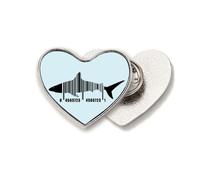 Shark Ocean Bar Code Art Deco Fashion Heart Metal Pin Brooch Clip Love