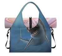 Shark OceansJaw Sports Duffle Bag with Shoe Compartment Weekend Overnight Bags Tote Cabin Luggage Bag for Gym Yoga Travel