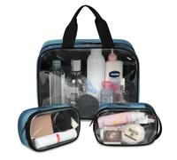 Shark OceansJaw Travel Makeup Bag for Women Men, Translucent Cosmetic Bags 3 Pcs Large Shower Wash Pouch Toiletry Cosmetic Toiletries Organizer