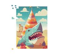 Shark On A Beach Holiday Jigsaw Puzzle Warren Reed - Designer Yellow 500 Piece