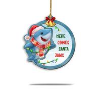 Shark Ornament for Christmas Tree, Cute Shark Santa Hat Light String Ornaments, Wooden Sea Animal Hanging Ornament, Gifts for Sharks Lovers, Gift for Women Kids Family Friends, Here Comes Santa Jaws