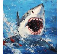 Shark Paint by Numbers for Children Animal Paint by Number Canvas 90X90CM, DIY Acrylic Oil Paintngs Adults Beginners Art Craft Kits with 3 Brushes and Acrylic Pigment, Home Room Decor, Gifts for Women
