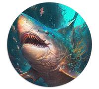 Shark Painting Jigsaw Puzzles 1000 Pieces for Adults Round Puzzle 1000 Pieces Jigsaw High-Difficulty Brain Teaser for Teenagers (67.5x67.5cm)