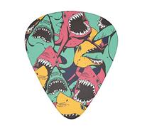 Shark Pattern Printed Guitar Picks With Organizer Storage Box 0.46 0.71 0.96 Mm Includes Thin Medium Heavy For Bass Electric Acoustic Guitars Ukulele 12 Pack