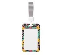 Shark Pattern Printed Id Badge Holder with Neck Strap Vertical Waterproof Name Card Holder for Office School