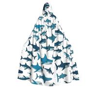 Shark Pattern with Various Gestures Adult Halloween Party Cloak-Stylish Pumpkin Theme Hooded Wizard Robe Cosplay Costumes Black