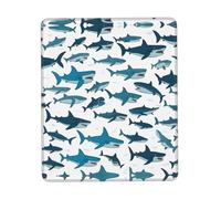 Shark Pattern with Various Gestures Desk Pad, Washable for Office/Gaming/Writing, Rubber Base, Polyester Surface
