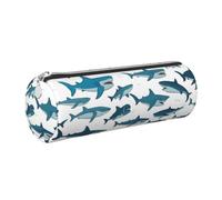 Shark Pattern with Various Gestures Print Adults Pencil Case Stylish Pen Pouch Stationery Organizer Everyday Travel Versatile