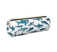 Shark Pattern with Various Gestures Print Adults Pencil Case Stylish Pen Pouch Stationery Organizer Everyday Travel Versatile