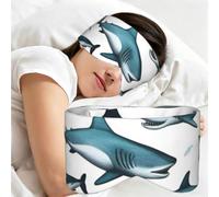 Shark Pattern with Various Gestures Print Adults Sleeping Eye Mask Soft Breathable Versatile Blindfold Daily Travel