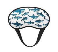 Shark Pattern with Various Gestures Print Adults Washable Eye Mask for Sleeping Light Blocking Nap for Night Rest Cover