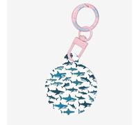 Shark Pattern with Various Gestures Print Circular Pet Ornament Id Tags for Dog and Cat, Round Acrylic Pet Tag, Multiple Colors Sizes