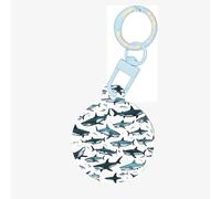 Shark Pattern with Various Gestures Print Circular Pet Ornament Id Tags for Dog and Cat, Round Acrylic Pet Tag, Multiple Colors Sizes