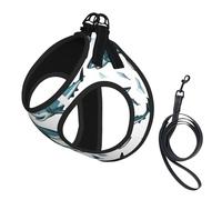 Shark Pattern With Various Gestures Print Dog Harness,Pet Leash Vest For Small To Medium Dogs,Perfect For Outdoor Adventures