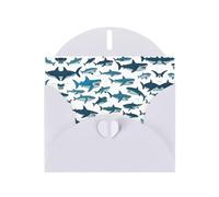 Shark Pattern with Various Gestures print Double sided pearl thank-you card, party invitation card, fit for all occasions