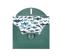 Shark Pattern with Various Gestures print Double sided pearl thank-you card, party invitation card, fit for all occasions