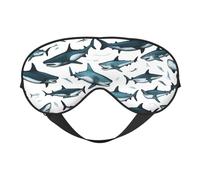 Shark Pattern with Various Gestures Print Eye Mask,Soft Blackout Blindfold Eye Cover for Women Men Full Night's Sleep,Travel